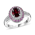 Orissa Rhodolite Garnet and Multi Gemstone 2.50 ctw Ring in Rhodium Over Sterling Silver (Size 10.0) - Sticky add to cart bar