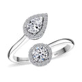 Luxuriant Lab Grown Diamond 1.00 ctw Bypass Ring in Rhodium Over Sterling Silver (Size 10.0) - Sticky add to cart bar
