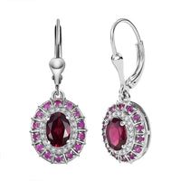 D'Joy Orissa Rhodolite Garnet and Multi Gemstone 2.80 ctw Timeless Elegance Earrings in Rhodium Over Sterling Silver