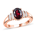 Orissa Rhodolite Garnet, White Diamond I3 1.60 ctw Ring in 18K Vermeil Rose Gold Over Sterling Silver - Sticky add to cart bar