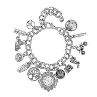 Strada Austrian Crystal Japanese Movement Bracelet Charm Watch in Rosetone (7.5-8.5In)