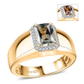 AAA Turkizite and Moissanite 2.00 ctw Mens Ring in 18K Vermeil Yellow Gold Over Sterling Silver (Size 10.0) - Sticky add to cart bar