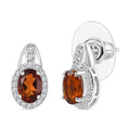 D'Joy Brazilian Cherry Citrine and White Zircon 1.90 ctw Stud Earrings in Rhodium Over Sterling Silver - Sticky add to cart bar