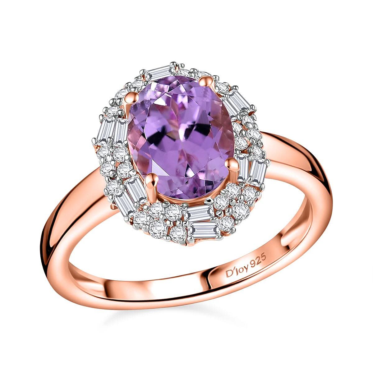 Premium Martha Rocha Kunzite and Moissanite 3.10 ctw Ring in 18K Vermeil Rose Gold Over Sterling Silver (Size 6.0)