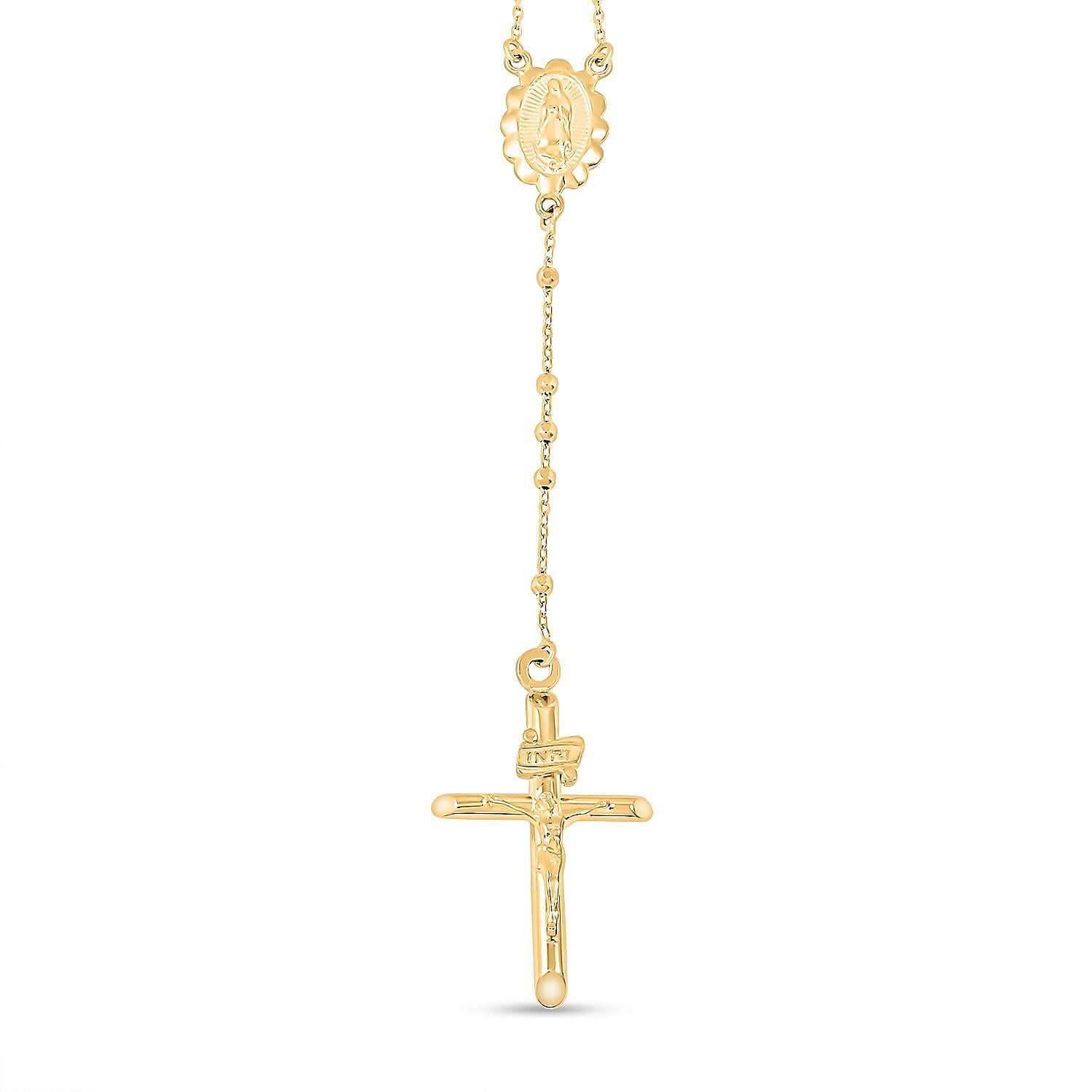 1.80MM Diamond Cut Beads Rosary Necklace in 14K Yellow Gold 4.65 Grams 18 Inches
