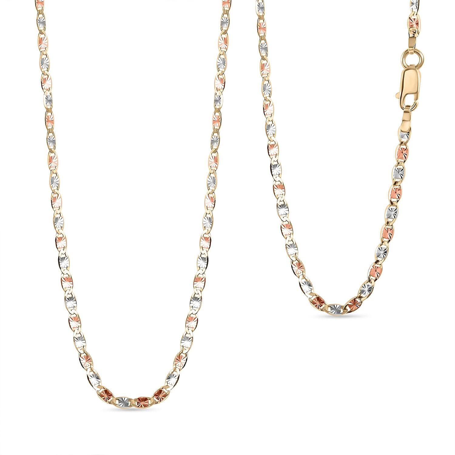 2.15mm Valentino Star Diamond-cut Chain Necklace in 14K Tricolor Gold 2.40 Grams 20 Inches