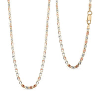 2.15mm Valentino Star Diamond-cut Chain Necklace in 14K Tricolor Gold 2.40 Grams 20 Inches