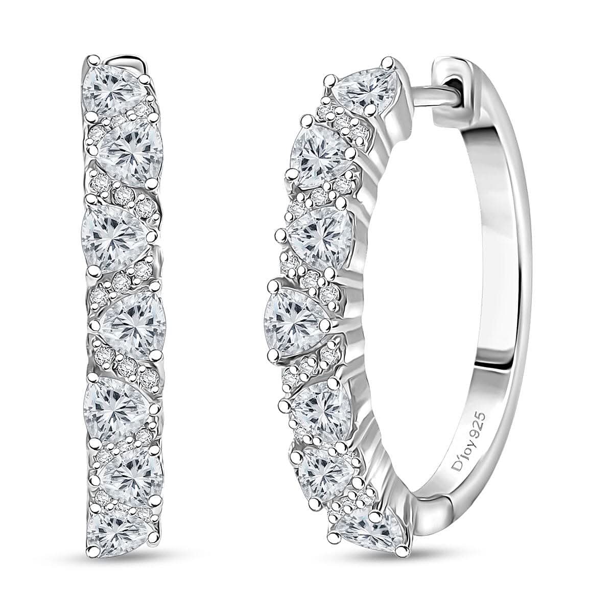 D'Joy Golconda Topaz 2.00 ctw Wave Hoop Earrings in Platinum Over Sterling Silver
