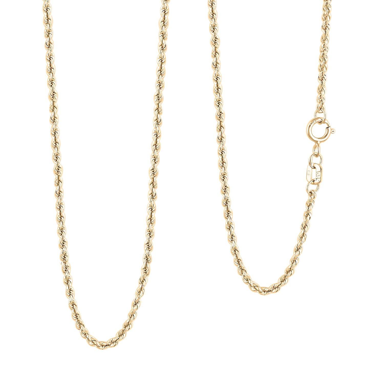 10K Yellow Gold 1.6mm Rope Chain Necklace (16 Inches) (0.84 g)