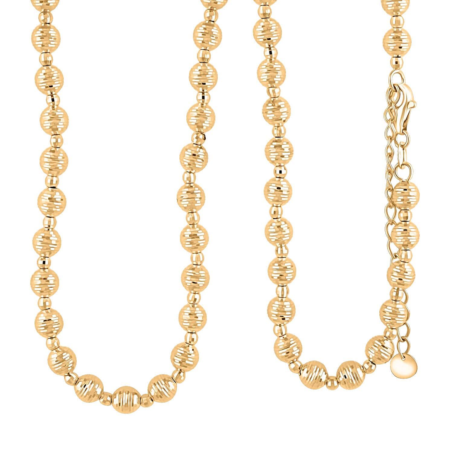 10K Yellow Gold Diamond-cut Beaded Necklace 16-18 Inches 10.55 Grams