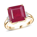 Epic Deal Luxoro 10K Yellow Gold AAA Asscher Cut Niassa Ruby (FF), Diamond (I2) Ring (Size 10.0) 13.60 ctw - Sticky add to cart bar