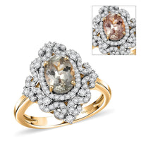D'Joy AAA Turkizite, Moissanite Ring in 18K Vermeil YG Over Sterling Silver (Size 10.0) 2.15 ctw