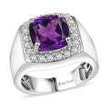 Karis African Amethyst, White Zircon Solitaire Ring in Platinum Bond (Size 10.0) 5.00 ctw - Sticky add to cart bar