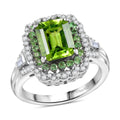 Hebei Peridot and Multi Gemstone 3.60 ctw Water Ripples Ring in Rhodium Over Sterling Silver (Size 10.0) (Del. In 10-12 Days) - Sticky add to cart bar