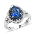 Kashmir Kyanite and Multi Gemstone 3.00 ctw Water Ripples Ring in Rhodium Over Sterling Silver (Del. In 10-12 Days) - Sticky add to cart bar