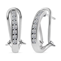 Luxuriant Lab Grown Diamond G-H SI 0.50 ctw Omega Clip Earrings in Rhodium Over Sterling Silver