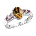 D'Joy Mocha Scapolite and Multi Gemstone 1.40 ctw Ring in Rhodium Over Sterling Silver (Size 10.0) - Sticky add to cart bar