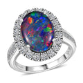 10K White Gold Premium Elysian Opal (Triplet), Luxuriant Lab Grown Diamond (G-H, SI) (0.91 cts) Halo Ring (Size 10.0) (4.38 g) 4.34 ctw - Sticky add to cart bar