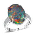 10K White Gold Premium Elysian Opal (Triplet), Luxuriant Lab Grown Diamond (G-H, SI) (0.42 cts) Ring (Size 10.0) 6.67 ctw - Sticky add to cart bar