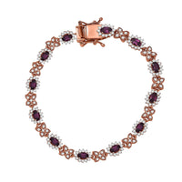 Epic Deal AAA Radiant Ember Garnet, White Zircon Bracelet in 18K Vermeil RG Over Sterling Silver (7.25 In) 7.60 ctw