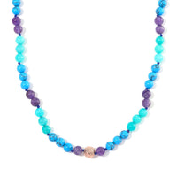 Multi Gemstone 210.00 ctw Beaded Necklace in Rosetone 18-20 Inches
