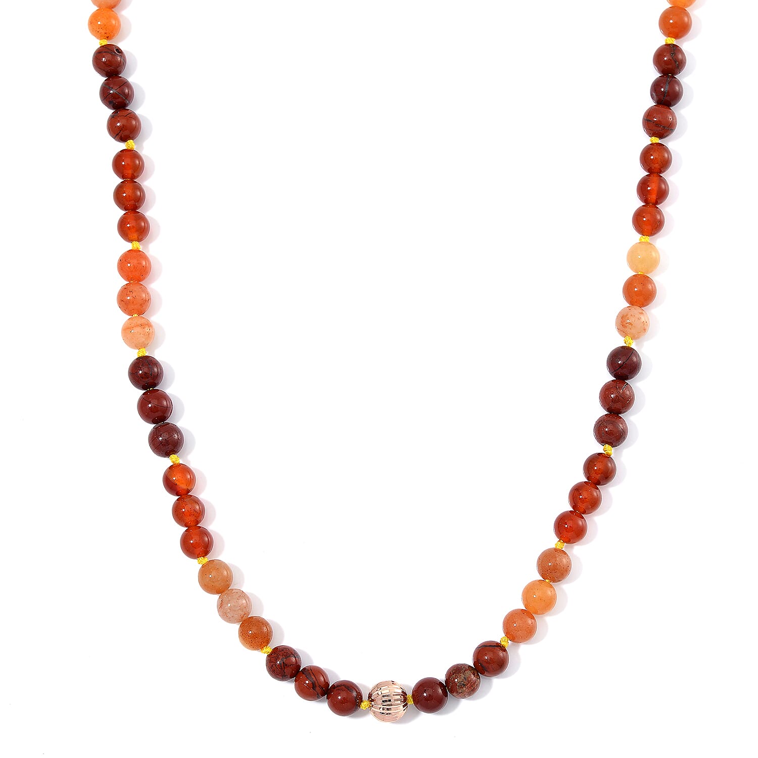 Multi Gemstone Beaded Necklace in Rosetone 18-20 Inches