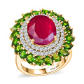 Premium Niassa Ruby (FF), Multi Gemstone Ring in 18K Vermeil YG Over Sterling Silver (Size 7.0) 11.80 ctw - Sticky add to cart bar