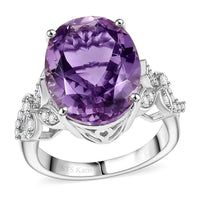 Karis Rose De France Amethyst, White Zircon Ring Platinum Bond (Size 10.0) 9.70 ctw