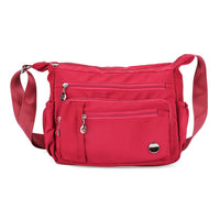Black Multi Pocket Nylon Crossbody Bag (11.8"x3.94"x9.45") with Shoulder Strap
