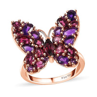 Orissa Rhodolite Garnet, African Amethyst Ring in 18K Vermeil RG Over Sterling Silver (Size 10.0) 4.00 ctw