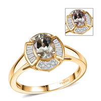 D'Joy AAA Turkizite, Moissanite Fancy Ring in 18K Vermeil YG Over Sterling Silver (Size 10.0) 1.10 ctw