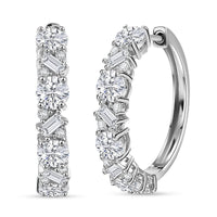 D'Joy Moissanite 4.75 ctw Stars and Constellations Hoop Earrings in Rhodium Over Sterling Silver