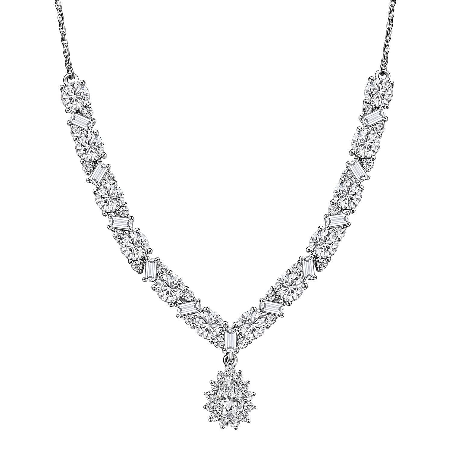 D'Joy Moissanite 8.10 ctw Stars and Constellations Necklace in Rhodium Over Sterling Silver 18-20 Inches