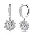 D'Joy Moissanite 3.90 ctw Sunflower Drop Earrings in Rhodium Over Sterling Silver - Sticky add to cart bar