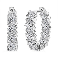 D'Joy Moissanite 3.15 ctw Wave Earrings in Rhodium Over Sterling Silver