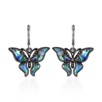 Abalone Shell Lever Back Earrings in Silvertone and Stainless Steel