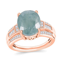 Grandidierite and Moissanite 5.20 ctw Ring in 18K Vermeil Rose Gold Over Sterling Silver (Size 10.0)