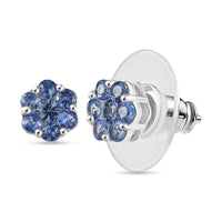 D'Joy Premium Ceylon Blue Sapphire 1.00 ctw Moonlit Earrings in Rhodium Over Sterling Silver