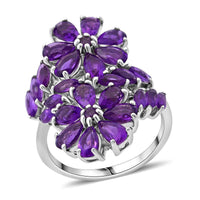 African Amethyst 3.80 ctw Bypass Flower Ring in Rhodium Over Sterling Silver (Size 10.0)
