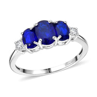 Tanzanian Blue Spinel (DF) and Moissanite 2.00 ctw Ring in Rhodium Over Sterling Silver