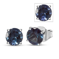 10K White Gold AAA Luxuriant Lab Grown Alexandrite Solitaire Stud Earrings 2.48 ctw