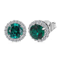 Certified & Appraised AAA Luxuriant Lab Grown Emerald and Lab Grown Diamond 2.48 ctw Earrings in 10K White Gold - Sticky add to cart bar