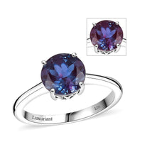 Certified & Appraised 10K White Gold AAA Asscher Cut Luxuriant Lab Grown Alexandrite Solitaire Ring (Size 10.0) 2.95 ctw