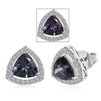 AAA Lab Grown Alexandrite and Luxuriant Lab Grown Diamond G-H SI 3.25 ctw Earrings in 10K White Gold