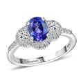 AAA Tanzanite, Luxuriant Lab Grown Diamond (G-H, I1) Ring in Rhodium Over Sterling Silver (Size 10.0) 1.50 ctw - Sticky add to cart bar