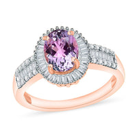 Premium Martha Rocha Kunzite and Diamond 1.81 ctw Halo Ring in 18K Vermeil Rose Gold Over Sterling Silver (Size 10) 1