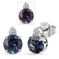 Certified & Appraised 10K White Gold AAA Luxuriant Lab Grown Alexandrite, Lab Grown Diamond (G-H, SI) Earrings 2.68 ctw