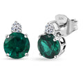 Certified & Appraised 10K White Gold AAA Luxuriant Lab Grown Emerald, Lab Grown Diamond (G-H, SI) Earrings 2.01 ctw - Sticky add to cart bar