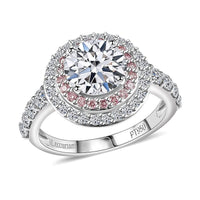 IGI Certified Luxuriant Lab Grown White and Pink Diamond VS 3.00 ctw Radiant Halo Ring in 950 Platinum