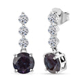 Certified & Appraised AAA Luxuriant Lab Grown Alexandrite and G-H SI Lab Grown Diamond 3.93 ctw Earrings in 10K White Gold - Sticky add to cart bar